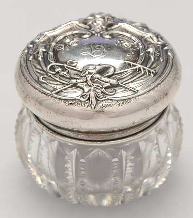 2400 (Sterling, Hollowware) Crystal Cream Jar with Sterling Lid