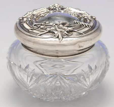 2400 (Sterling, Hollowware) Powder Jar, Crystal Bowl and Sterling Lid