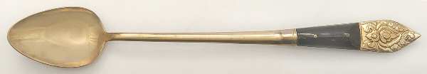 Siam (Brass)-Brown Handle, Scroll Design Iced Tea Spoon