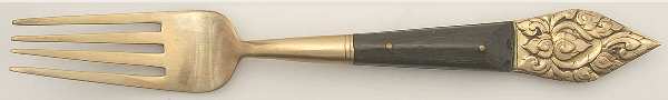 Siam (Brass)-Brown Handle, Scroll Design Fork
