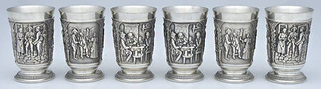 Germany Pewter Hollowware Beer Cup - Set of 6