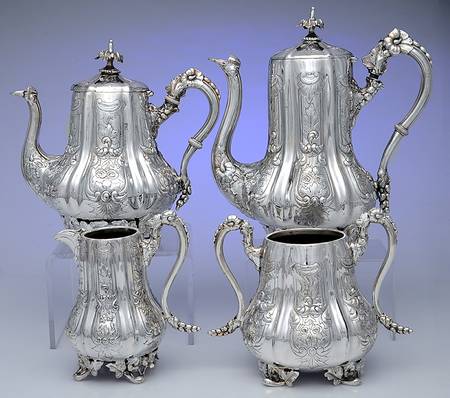 UNH22 (Silverplate, Hollowware) 4 Piece Tea Set (CP, TP, CR, SUO)
