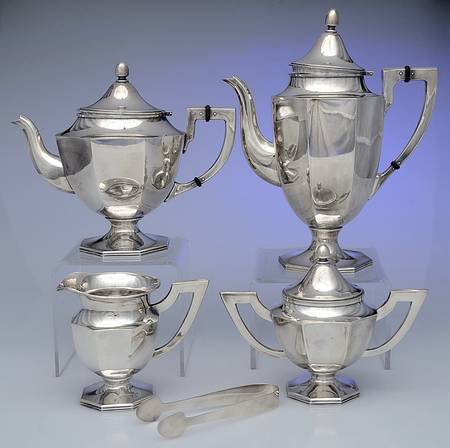UNH25 (Sterling, Hollowware) 5 Piece Tea Set (SCP, STP, SCR, SSU, SUT)