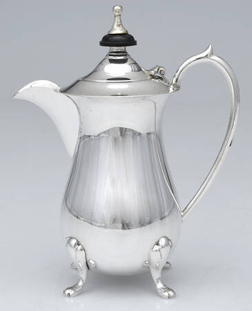 India Silverplate Hollowware-Plain Syrup Pitcher with Hinged Lid