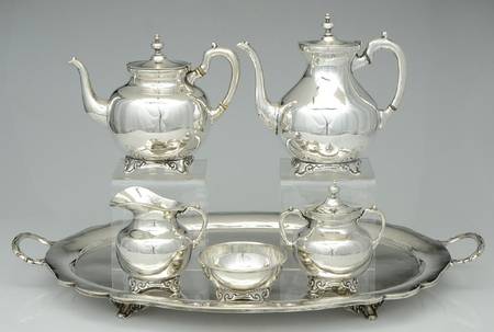 UNH13 (Sterling, Hollowware) 6 Piece Tea Set (SCP, STP, SCR, SSU, SWB, WTL)