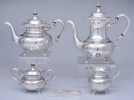 UNH27 (Sterling, Hollowware) 5 Piece Tea Set (SCP, STP, SCR, SSU, SUT)