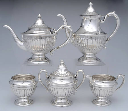 25-1 (Sterling, Hollowware) 5 Piece Tea Set (SCP, STP, SCR, SSU, SWB)