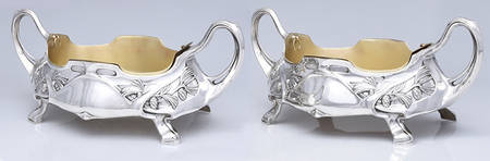 800-5 (Sterling, Hollowware) Footed Jardiniere with Brass Liner (Pair)