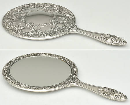 UNH28 (Silverplste, Hollowware) Mirror with Handle