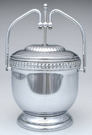 Chrome Hollowware Hinged Bale Handle Ice Bucket & Lid, Liner