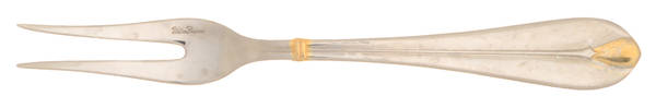 Pearl-Gold (Stainless, Gold Accent) Small 2-Tine Cold Meat Serving Fork
