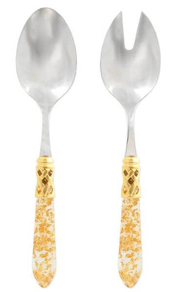 Aladdin-Gold Fleck Electroplate (2 Pc) Solid Salad Set