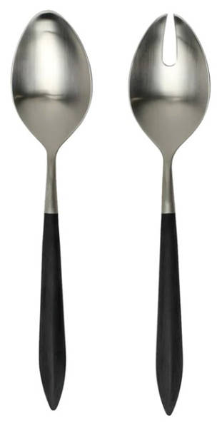 Ares Argento Black (Stainless) Medium 2-Piece Salad Set, Solid Pieces