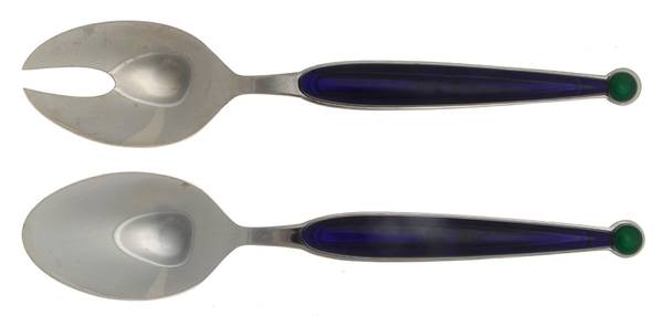 Fantasia-Blue & Green (Stainless) (2 Pc) Solid Salad Set