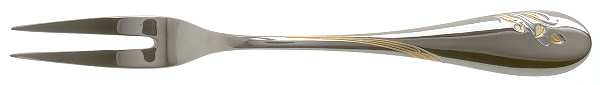 Golden Impressions (Stainless, Gold Accent) Small Solid Cold Meat Serving Fork