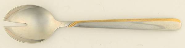 Stylar Gold (Stainless, Gold Accent) Small Solid Cold Meat Serving Fork