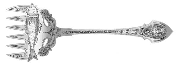 Angelo (Sterling, 1875) Sardine Serving Fork Tined Large Bright Cut