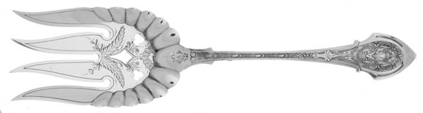 Angelo (Sterling, 1875) Large Solid Bright Fish Serving Fork by Wood & Hughes