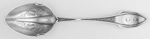 Zephyr (Sterling, 1870) Large Solid Jelly Server, Bright Cut