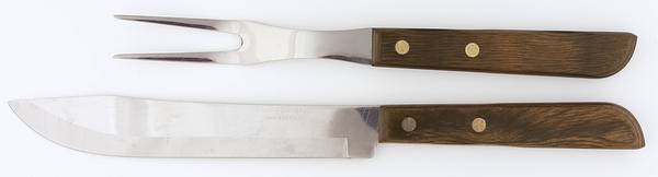 Town and Country-Brown-Walnut (Stainless) Small Stainless Blade 2-Piece Steak Carving Set