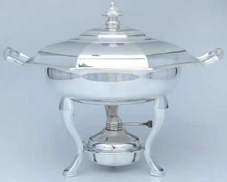 Alden (Silverplate, Hollowware) Chafing Dish W/Lid, Liner, Stand & Burner