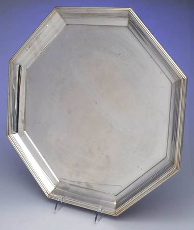 Alden (Silverplate, Hollowware) Large Round Silverplate Tray