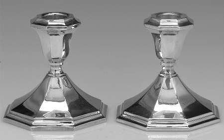Alden (Silverplate, Hollowware) Pair of 3" Console Candleholders