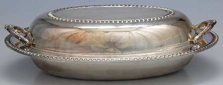 Avalon (Silverplate, Hollowware) 11" Oval Double Vegetable with Glass Liner