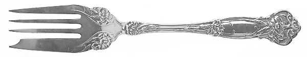 Carnation (Sterling, 1909) Medium Solid Cold Meat Serving Fork
