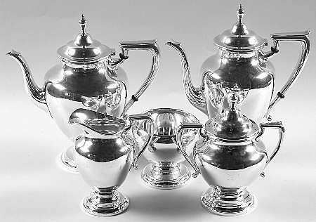 Coventry (Sterling, Hollowware) 5 Piece Tea Set (SCP, STP, SCR, SSU, SWB)