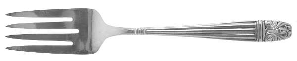 Danish Queen (Sears-Roebuck, Silverplate, 1944) Medium Solid Cold Meat Serving Fork by Wallace Silver
