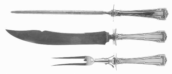 Dauphine (Sterling, 1916) Large 3-Piece Roast Carving Set w/ Stainless Blade