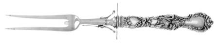Floral (Silverplate, 1902) Large Stainless-Prong Roast Carving Fork