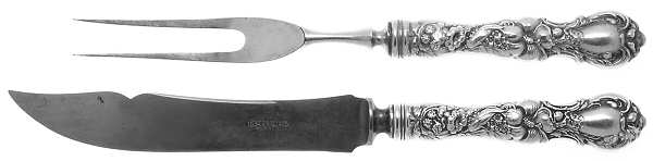 Floral (Silverplate, 1902) Small Stainless Blade 2-Piece Steak Carving Set