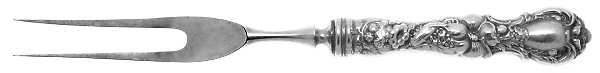 Floral (Silverplate, 1902) Small Steak Carving Fork with Stainless Prongs