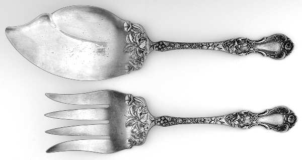 Floral (Silverplate, 1902) Solid 2-Piece Small Fish Serving Set