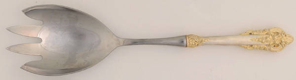 Golden Grande Baroque (Sterling, Gold Accent) Salad Servng Spoon with Stainless Bowl