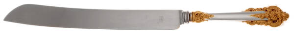 Golden Grande Baroque (Sterling, Gold Accent) Cake Knife with Stainless Blade