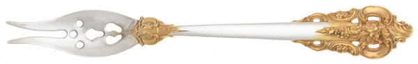 Golden Grande Baroque (Sterling, Gold Accent) Olive Fork with Short Handle HC
