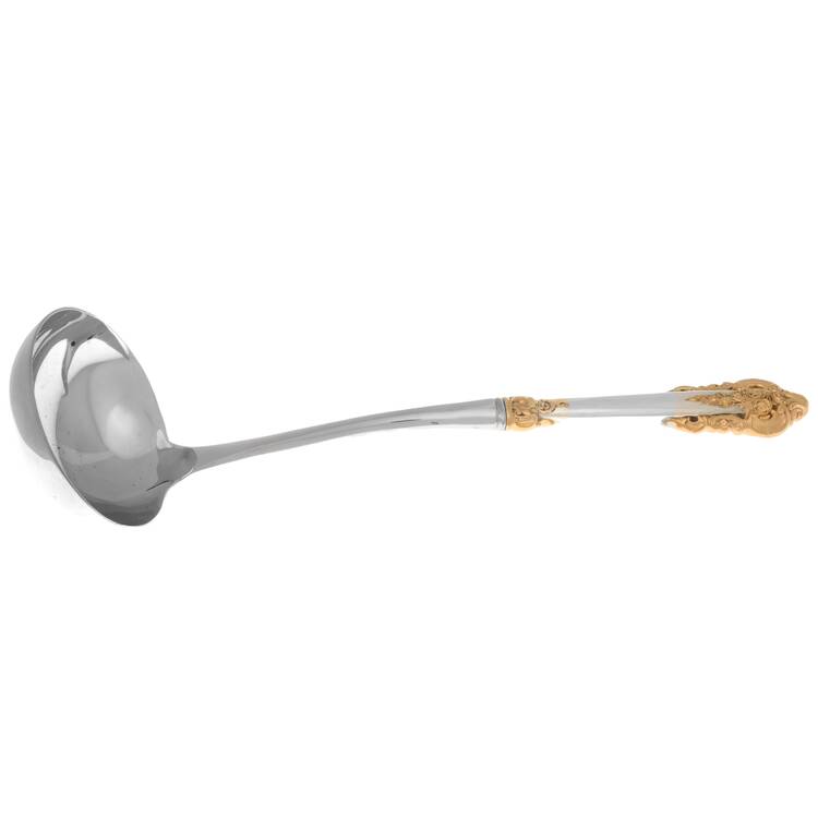 Golden Grande Baroque (Sterling, Gold Accent) Soup Ladle with Stainless Bowl HC