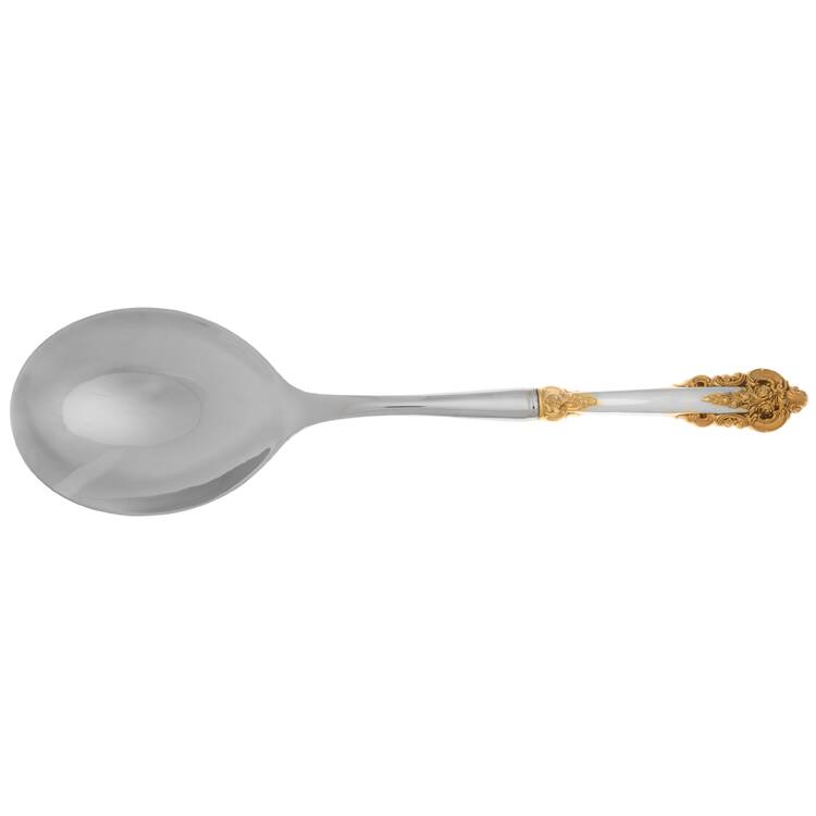 Golden Grande Baroque (Sterling, Gold Accent) Casserole Spoon with Smooth Stainless Bowl HC
