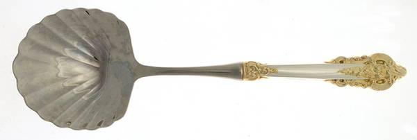 Golden Grande Baroque (Sterling, Gold Accent) Casserole Spoon with Stainless Shell Bowl