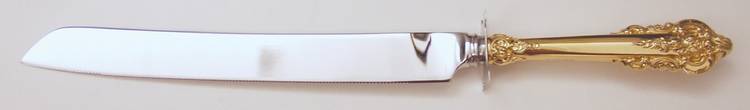 Golden Grande Barogue (Sterling, Gold Vermeil) Cake Knife with Stainless Blade