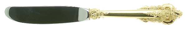 Golden Grande Barogue (Sterling, Gold Vermeil) Modern Hollow Butter Spreader (Stainless)