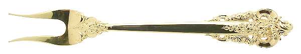 Golden Grande Barogue (Sterling, Gold Vermeil) Short Handle Pickle/Olive Fork