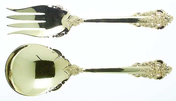 Golden Grande Barogue (Sterling, Gold Vermeil) (2 Pc) Solid Salad Set