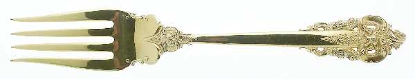 Golden Grande Barogue (Sterling, Gold Vermeil) Medium Solid Cold Meat Serving Fork