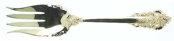 Golden Grande Barogue (Sterling, Gold Vermeil) Solid Salad Serving Fork
