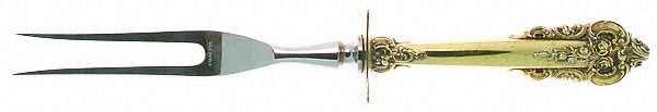 Golden Grande Barogue (Sterling, Gold Vermeil) Large Stainless-Prong Roast Carving Fork