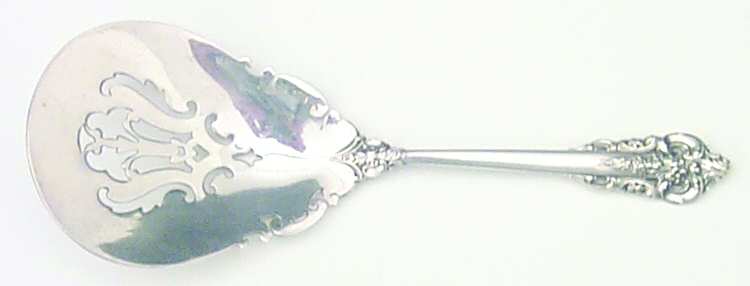 Golden Grande Barogue (Sterling, Gold Vermeil) Solid Bon Bon Spoon with Pierced Bowl